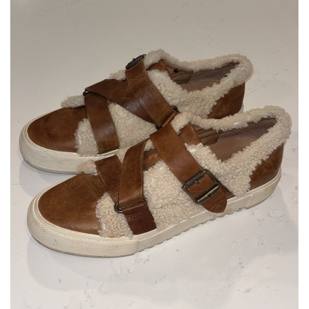 Frye Leather Shearling "Gia Moto Low Shoes" size 9 $258